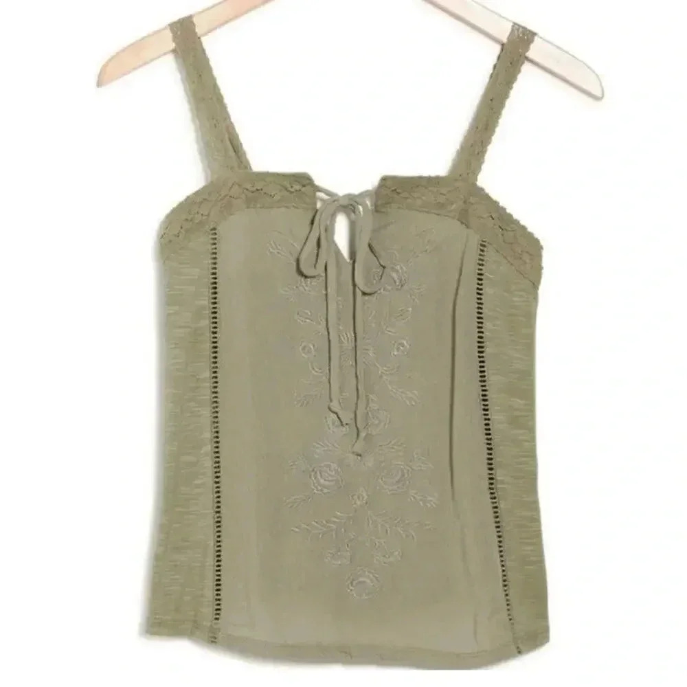 NWT Mauby Embroidered Tie Neck Tank Top XXL - Picture 2 of 6